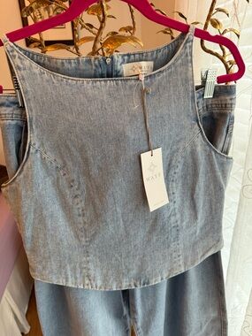 Wayf Light Blue Straight Leg Jeans Set